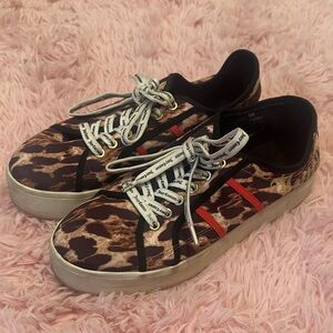 Juicy Couture Leopard Print Sneakers with Red Accents
